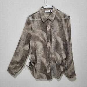 Chicos Blouse Shirt Womens Medium Chicos 1  Sheer Spring Summer Casual Snake